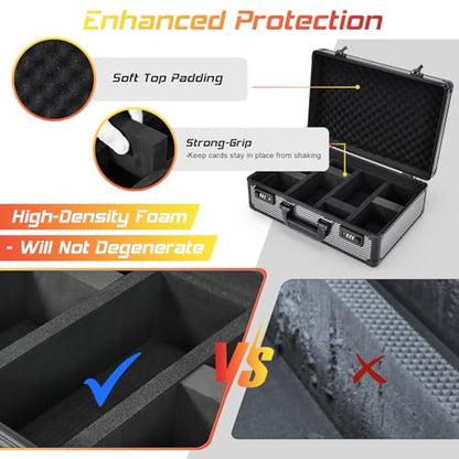 Faquenc Graded Card Case Storage Box, Trading Card Cases for Sports Cards with Combo Lock, Card Slab Case for Baseball Cards Storage, 4-Row Graded Cards Display Box X-Large