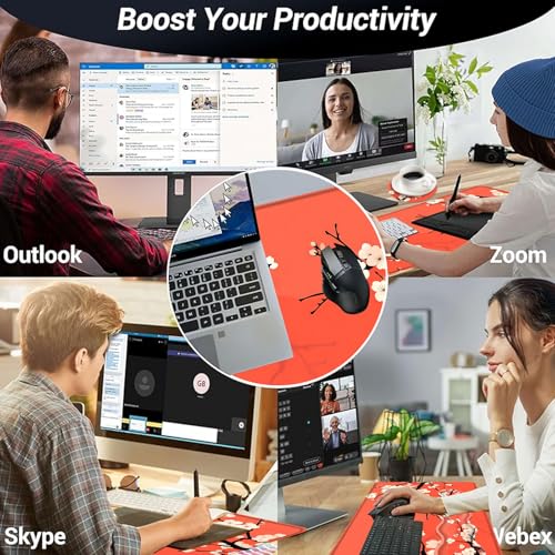 Large Mouse Pad and Keyboard Wrist Rest, Desk Pad for Keyboard and Mouse, 4-in-1 Large Gaming Mouse Pad with Wrist Support, Desk Mat for Home Office Study Game,Beautiful Flowers - color: Beautiful Flowers