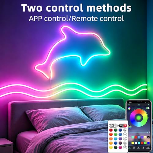 segrass 16.4ft RGB LED neon Rope Lights LED neon Strip Lights Waterproof Flexible Neon LED Strip Lights,Led Lights for Bedroom - size: 16.4FT