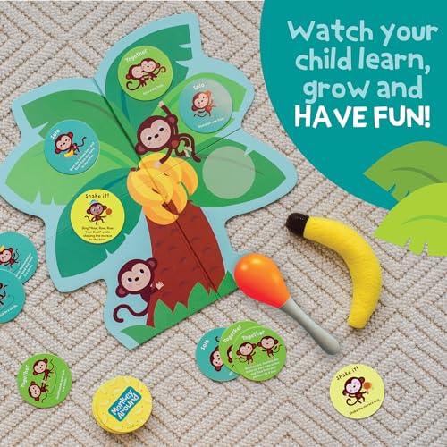 Peaceable Kingdom Deluxe Monkey Around First Game for Toddlers | Deluxe active first game for toddlers—dance and play with beanbag banana and maraca. Cooperative bonding, ages 2+ - style: Deluxe