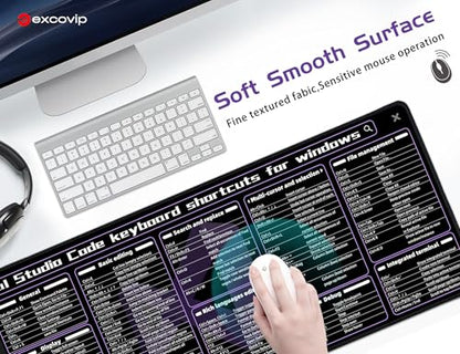 excovip Commands Shortcuts Mouse Pad for Visual Studio-80x30x0.2 cm Extended Large Cheat Sheet Mousepad PC Office Spreadsheet Keyboard Mouse Mat Non-Slip Stitched Edge 0472 - color: for Visual Studio