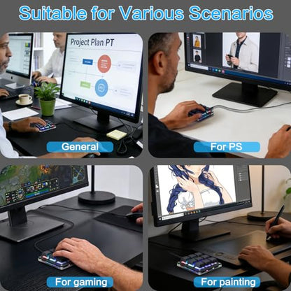 Koolertron Macro Programmable Keypad, One Handed Programmable Mechanical Keyboard, RGB Blue Switch Hot Swappable, 9 Keys Backlit Keypad for Working and Gaming, Black - size: 9-key (No Knob)