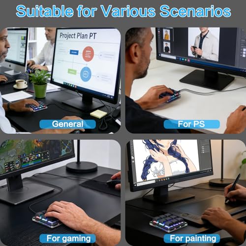 Koolertron Macro Programmable Keypad, One Handed Programmable Mechanical Keyboard, RGB Blue Switch Hot Swappable, 9 Keys Backlit Keypad for Working and Gaming, Black - size: 9-key (No Knob)