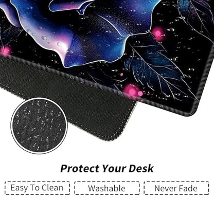 Blue Rose for MTG & TCG Playmat Mouse Pad,BFDHGQZC 24" x 14" Game Mat for MTG/RPG/CCG Trading Card Game Playmats Table Mat Perfect for Card Games Video Games Computer Office - color: Blue Rose