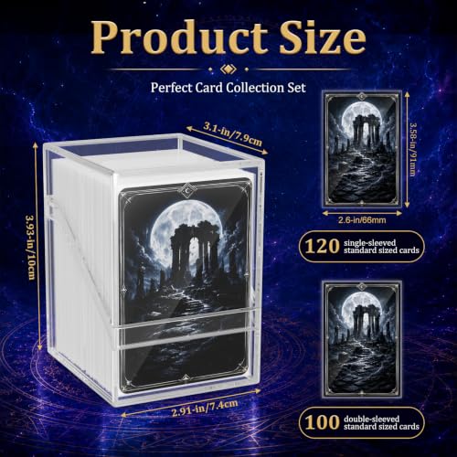 YSCare Deck Cases, 6 Pack Acrylic Commander Deck Cases and 600pcs Clear Card Sleeves with 6 Dividers, Clear Card Storage Box Fit for MTG, TCG, Baseball, Football, Game Cards - color: 600 clear sleeves+6 clear cases, size: 600