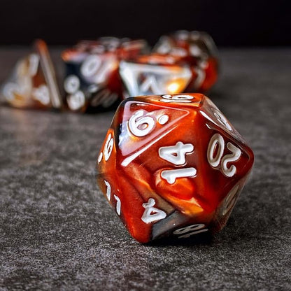 Sage’s Portal Stones DND Dice Set Acrylic Opaque 7-PC Polyhedral DND Dice Set for Dungeons and Dragons D&D Sage’s Cantrips RPG Tabletop TTRPG (Copper/Mica) - color: Copper/Mica/Silver