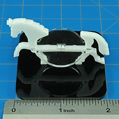 LITKO Horse Mount | Compatible with D&D & Pathfinder | 50mm Square | White | Turns a 30mm (1.25-inch) hero into a saddled rider | 2-inch footprint | Includes steed + clear acrylic base | Glue assembly - color: White, style: 2-Inch Square Base
