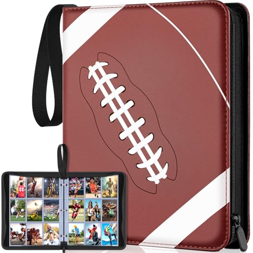 900 Pockets Football Card Binder Sleeves for Trading Cards, 9-Pocket Football Card Sleeves Album Holder Protectors for Basketball Baseball Sports Cards - color: Football
