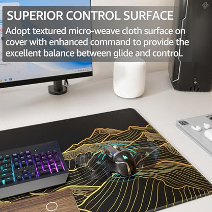 KTRIO Large Gaming Mouse Pad, Desk Mat, 31.5 x 15.7 in, Bright Rise, XXL | Smooth Micro-Weave Surface, Artistic Pattern Design, Non-Slip Rubber Base, Durable Stitched Edges, Office & Home Use - color: Bright Rise, size: 31.5l X 15.7w Inches