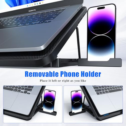 LIANGSTAR Laptop Cooling Pad, Laptop Cooler with 8 Quiet Fans for 12-17 Inch Gaming Laptop Fan Cooling Pad Stable Stand 7 Height & Wind Speed Adjustable, 2 USB Port & Phone Holder - color: 8 Fans