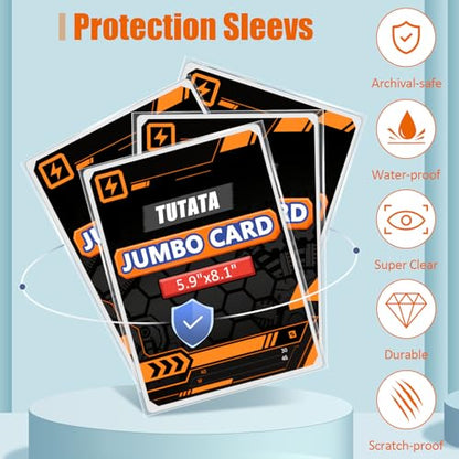Jumbo-Card-Sleeves 4 Mil 5.9x8.1 Extra-Thick Big Card Protector Sleeves Jumbo Card Protector-50 Pack - size: XL 5.9x8.1"