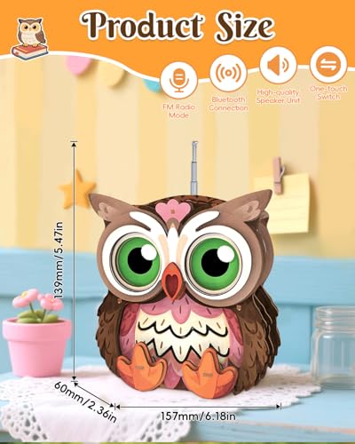 3D Wooden Puzzles for Adults, Big-Eyed Adorable Owl Bluetooth Speaker Model Kit, 3D Puzzles for Adults Room Home Decor DIY Craft Kit, Holiday Birthday Christmas Day Gifts for Men Women Teens