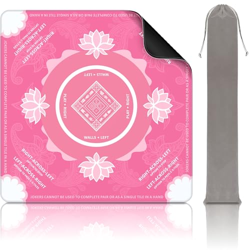 Mahjong Mat for Table, American Mahjong Mat(Pink) | 31.5" x 31.5",Anti-Slip, Noise-Reducing Gaming Mat for Mahjong/Poker/Board Games/Card Games/Dominoes - color: Pink
