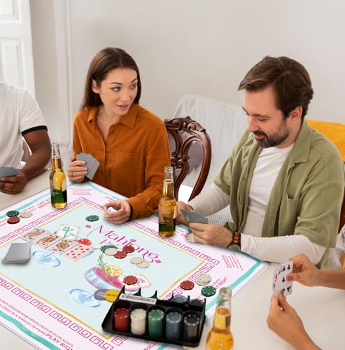 Pink Chinoiserie Mahjong Mat 31.5" x 31.5", Grandmillennial Pink Cocktail Non-Slip Noise Reduction Mahjong Table Cover Accessories and Supplies for Dominoes Poker Card Board and Tile Games Gifts - color: Pink Mahjong Mat Chinoiserie