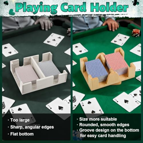 Kathfly Upgraded 4 Decks Wood Playing Card Holder 360° Rotating, Canasta Card Holder Tray Organizes, Poker, Games, Smooth Rotate Design & Easy Access, Balance & Stability(Wood Color) - style: 4 Decks