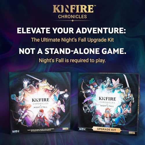 Kinfire Chronicles: Upgrade Kit, Deluxe Accessory Pack with Metal Tokens, Acrylic Standees, Neoprene Mats, Custom Sleeves, Alternate Seeker Skins & DIY Quest, Ages 14+(Not Standalone, Needs Base Game)