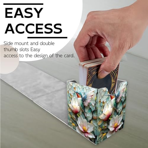 for MTG Deck Box, Trading Card Storage Case Holds 100+ Sleeved Cards, Hummingbird and Flowers Mosaic Magnetic Closure Durable Deck Holder for Magic The Gathering, TCG & Commander - color: Hummingbird and Flowers Mosaic
