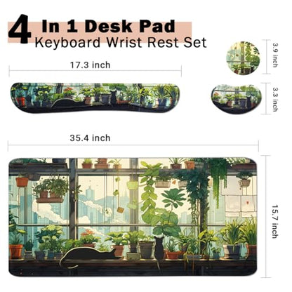 Kawaii Large Mouse Pad, 4 in1 Kawaii Extended Mouse Pad Set Desk Pad Easy Typing for Typing Office Game 35.4 x15.7 in - Cute Cat - color: Cute Cat
