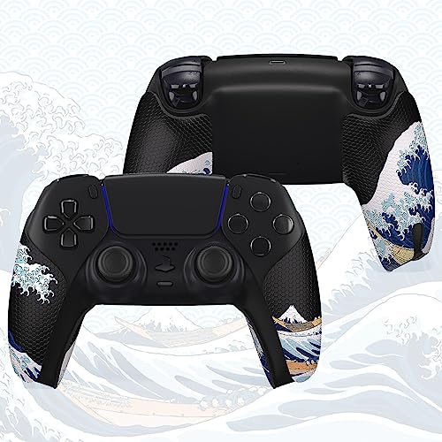 eXtremeRate PlayVital Anti-Skid Sweat-Absorbent Controller Grip for ps5 Controller, Professional Textured Soft Rubber Pads Handle Grips for ps5 Control - The Great Wave Off Kanagawa - color: The Great Wave Off Kanagawa