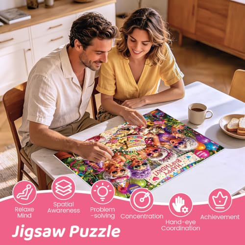 500 Piece Puzzles for Adults, Funny Grandma Birthday Party Jigsaw Puzzles 500 Pieces, Humor Fallen Cake Puzzles for Teens Seniors, Dog Cat Animal Jigsaw Puzzle Holiday Birthday Gift for Women
