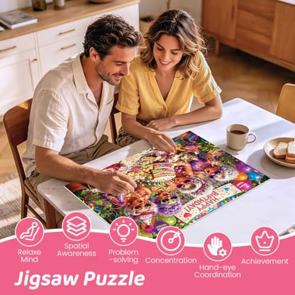 500 Piece Puzzles for Adults, Funny Grandma Birthday Party Jigsaw Puzzles 500 Pieces, Humor Fallen Cake Puzzles for Teens Seniors, Dog Cat Animal Jigsaw Puzzle Holiday Birthday Gift for Women