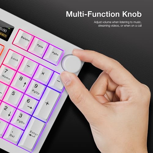 TECWARE Spectre 96% RGB Mechanical Gaming Keyboard | Customizable LCD Screen | Tri-Mode Wireless with Knob | Gasket Mount | South Face 5-Pin Hot-Swappable Sockets | White Cocoa Brown Switch - color: Cocoa Brown
