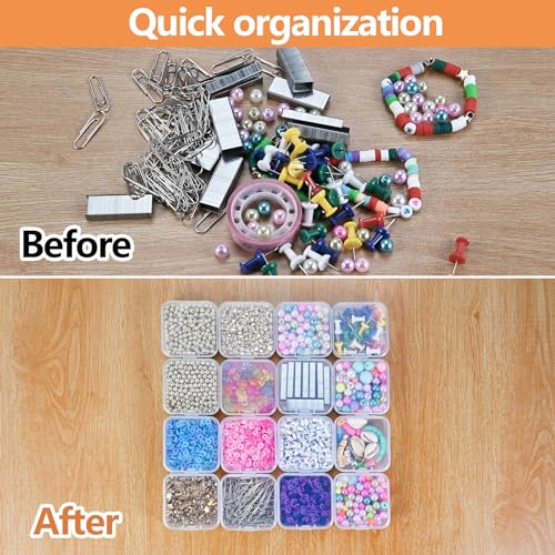 Mathtoxyz 36PCS Organizer Box, Small Organizers and Storage Containers Rectangle Holder Plastic Cases for Clay Beads Bracelet Making DIY Jewelry Craft Nail