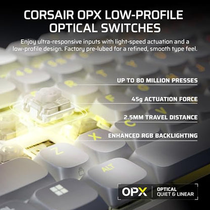 Corsair Vanguard AIR 99 Wireless RGB Gaming Keyboard – US QWERTY – White | 99% Layout, Low-Profile, Optical-Mechanical, OPX Switches, 8000Hz, Stream Deck Integration, Flashtap SOCD - color: White