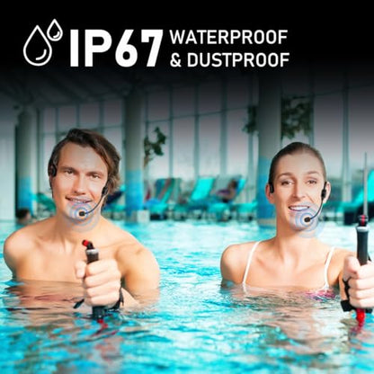 KIMAFUN IP67 Waterproof Wireless Fitness Microphone, 2.4G Lightweight Ergonomic Design Headset Mic Used in Swimming Pool, Fitness Sports, Yoga, Gym, Class, Speaker, Laptop, Tablet for 2 People, GWP92 - size: GWP92(2TX+1RX)