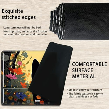 Board Game Mat TCG Playmat Plus 50 Pcs Card Sleeves, 24 x 14 inches Table Mats Games Mousepad with Zones Smooth Surface for MTG RPG CCG Trading Card Game Play Mats, Cartoon Black Cat - color: Cartoon Black Cat, size: Zone 1
