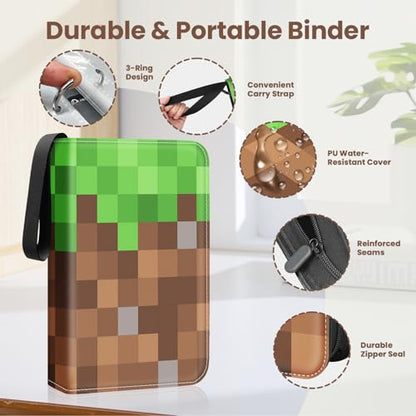 4 Pocket Trading Card Binder, 400 Card Capacity, Green - color: Deep Green, size: Small