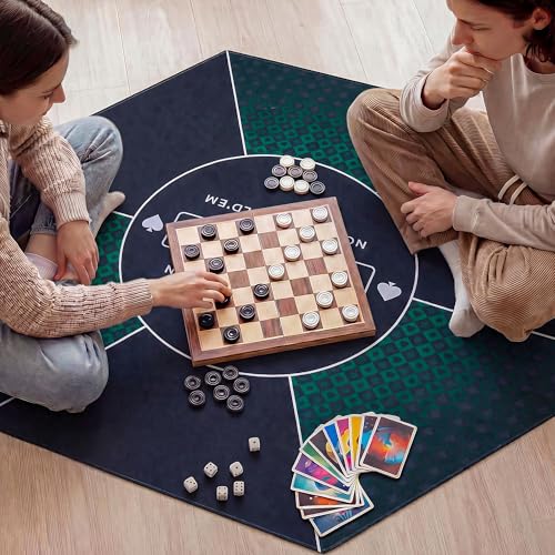 LAUSAINT HOME Hexagon Poker Table Top Mat, No Crease EVA Poker Mat for Board Game Table Cover Layout Design, 6-8 Players Folding Portable Gaming Table Top, Texas Hold'em Blackjack, Casino, Card Game - size: Hexagon