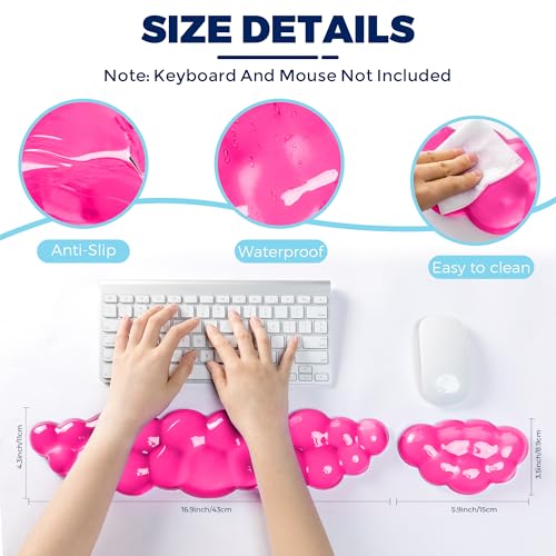 Gel Cloud Keyboard & Mouse Wrist Rest Set - Cloud Keyboard Wrist Rest Pad & Mouse Support for Office Gaming Pad Computer Laptop Ergonomic Comfortable Pain Relief- Cloud Pad Set - color: Pad Set - Peach Pink