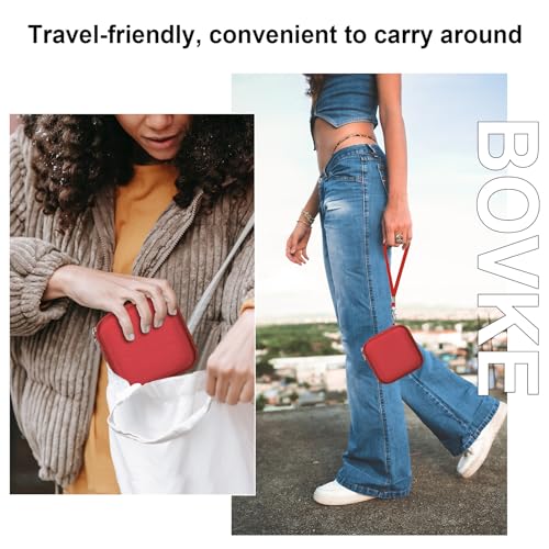 BOVKE Carrying Case Compatible with Anbernic RG35XXSP Handheld Game Console, RG35XXSP Clamshell Retro Games Consoles Flip Hand-held System Holder with Mesh Pocket for Cables and Accessories, Red - style: Red Case