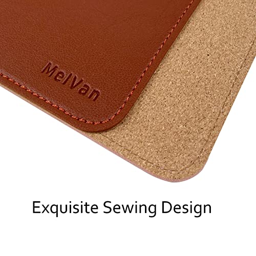 MelVan PU Leather Mouse Pad with Stitched Edge, Wood Mousepad, Waterproof Gaming Mouse Pad Mat for Computers, Laptop, Office & Home, 10.2" x 8.3", 1 Pack (Brown) - color: Brown