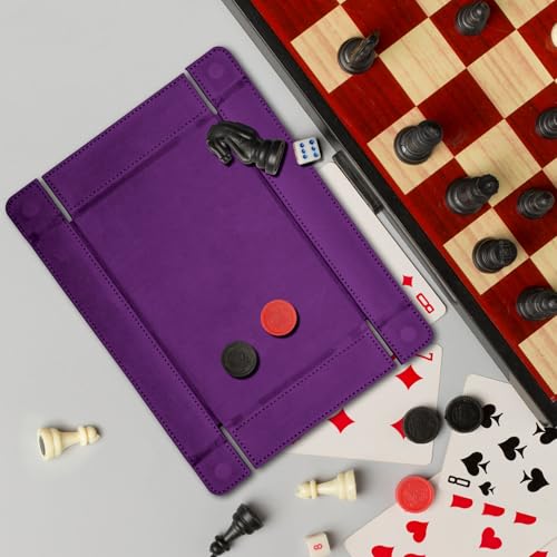 SIQUK 2 Pieces Magnetic Dice Tray Rectangle Folding Dice Rolling Tray PU Leather Dice Trays Dice Holder Storage Box for D&D RPG Dice Games (Violet, Sky Blue) - color: Violet, Sky Blue