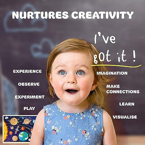 48 Piece Puzzles for Kids Ages 4-8, Solar System Wooden Jigsaw Puzzles for Toddlers 4 Year Old, Each Piece is Unique, Preschool Space Puzzle Ages 3-5 with Puzzle Tray - style: 48 Piece