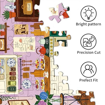 1000 Piece Jigsaw Puzzles for Adults, Kitchen Puzzle with 1:1 HD Poster, Precise Interlocking, Letter Markings on Back, Dust-Free, Stress Relief & Ideal Family Game Gift - color: Kitchen