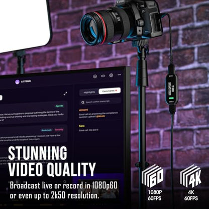 Cam Link 4K External Camera Capture Card 2K50/1080p60 for Streaming and Recording via DSLR Camcorder Actioncam for Video Conferencing Live Streaming Gaming on OBS/Zoom