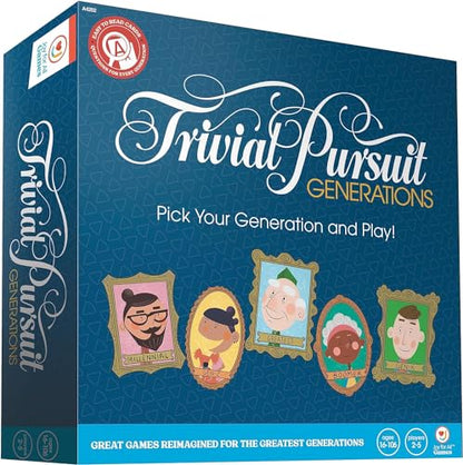JOY FOR ALL Games - Trivial Pursuit Generations - Generational Trivia - Create Personalized Questions - Bigger Easy-to-Read Cards - Fun Multigenerational Trivia Game for Seniors, Teens, and Adults - style: Trivial Pursuit Generations