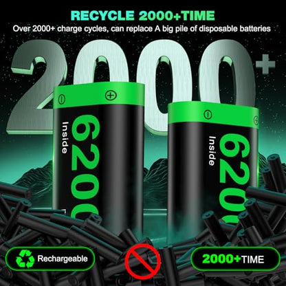 DINOSTRIKE 4X 6200mWh Battery Pack Compatible with Xbox One/Series S/X Controller Charging Station【Extended USB C Cable】 Rechargeable Battery Pack for Xbox - size: M-4Pack 6200mWh