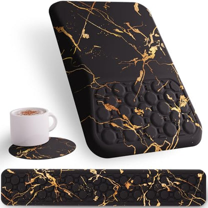 Ospelelf Black Keyboard Wrist Rest Ergonomic Mouse Pad with Wrist Rest, Wrist Rest for Computer Keyboard, - color: Black Marble