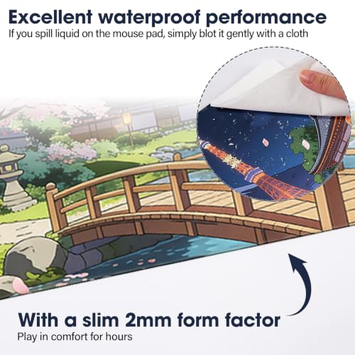 Durable Desk Pad 31.5x15.7 Inch - Thick XXL Mouse Pad, Bridge | Anti Fray Stitched Edges Natural Rubber Base Smooth Fabric Top - color: Bridge, size: 31.5" x 15.7"