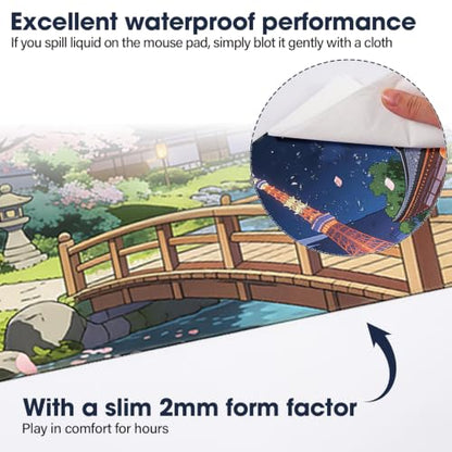 Durable Desk Pad 31.5x15.7 Inch - Thick XXL Mouse Pad, Bridge | Anti Fray Stitched Edges Natural Rubber Base Smooth Fabric Top - color: Bridge, size: 31.5" x 15.7"