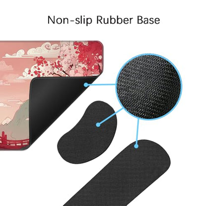 Desk Mat, Large Gaming Mouse Pad with Wrist Rest, 4 in1 XXL Mouse pad+Keyboard Wrist Rest+Mouse Pad Wrist Support+Cup Coaster Set, Ergonomic Desk Pad for Home Office, Japanese Sunrise - color: Japanese Sunrise