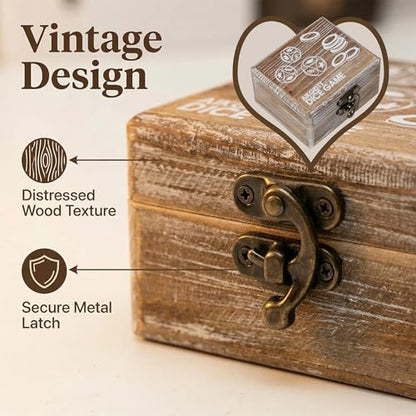 Left Right Roll Dice Game Set, 3 Wood Dice & 36 Plastic Chips | Travel Wooden Box, Fun Family Party Dice Games, For Adults, Teens & Friends, Brown - color: Brown