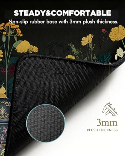 Mouse Pad, Desk Mat, 31.5x11.8in Large Mousepad, Books & Flowers | Desk Pad with Stitched Edge & Rubber Non-Slip Bottom, Gaming Mouse Pad, Extended Mousepad for Home, Office - color: Books & Flowers