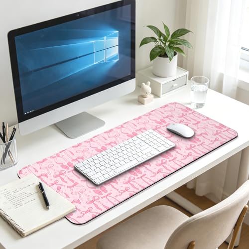 Pretty Bow Girly Gaming Desk Mat, Computer Keyboard Large Extended Long Mouse Pad for Office and Home, XL (W24) - color: W24