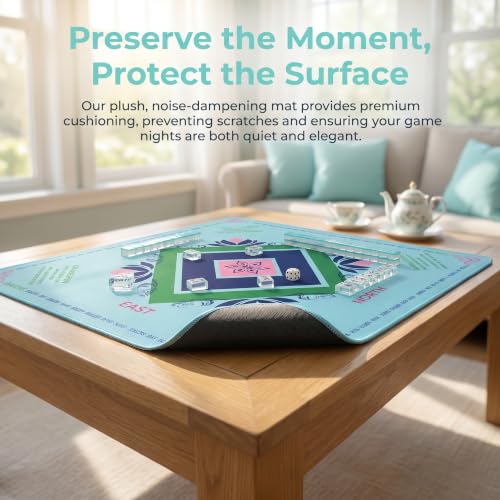 Non-Slip 31.5x31.5 in Noise Reduction Mahjong Game Mat, Lotus | Multi-use Waterproof Table Pad for Mahjong, Poker, Board Games, Card Games & Dominoes, Foldable Gaming Desk Mat - style: Lotus Serenity