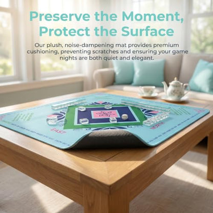 Non-Slip 31.5x31.5 in Noise Reduction Mahjong Game Mat, Lotus | Multi-use Waterproof Table Pad for Mahjong, Poker, Board Games, Card Games & Dominoes, Foldable Gaming Desk Mat - style: Lotus Serenity